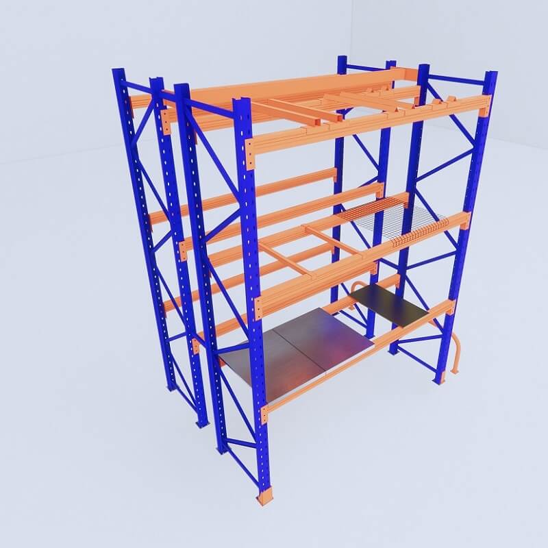 Dessin 3D d'un rayonnage à palettes